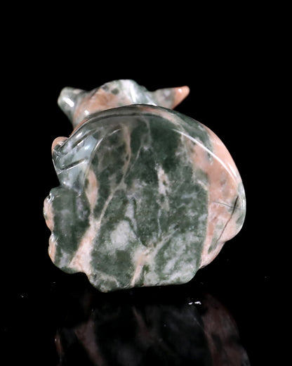 2.9" Natural Jiulong Jade Hand Carved Crystal Fox Sculpture