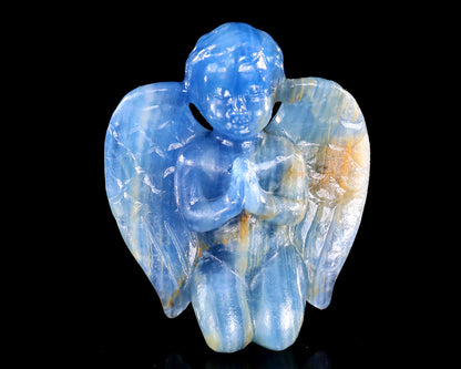 2.9" Blue Onyx Hand Carved Crystal Angel Sculpture