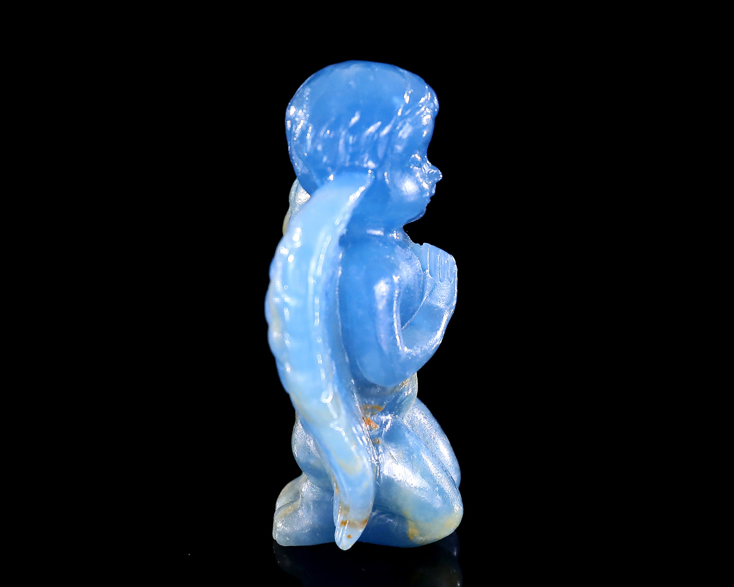 2.9" Blue Onyx Hand Carved Crystal Angel Sculpture