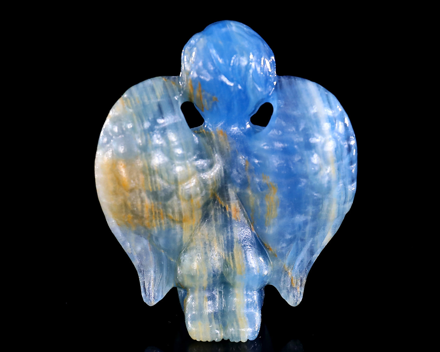 2.9" Blue Onyx Hand Carved Crystal Angel Sculpture