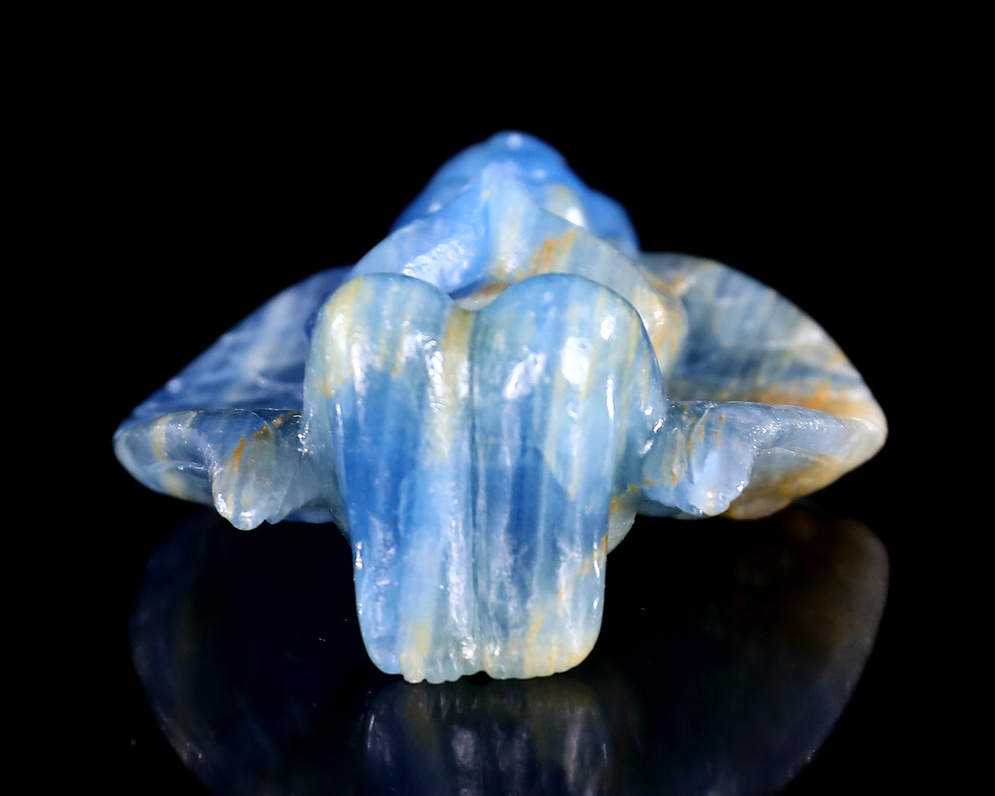 2.9" Blue Onyx Hand Carved Crystal Angel Sculpture