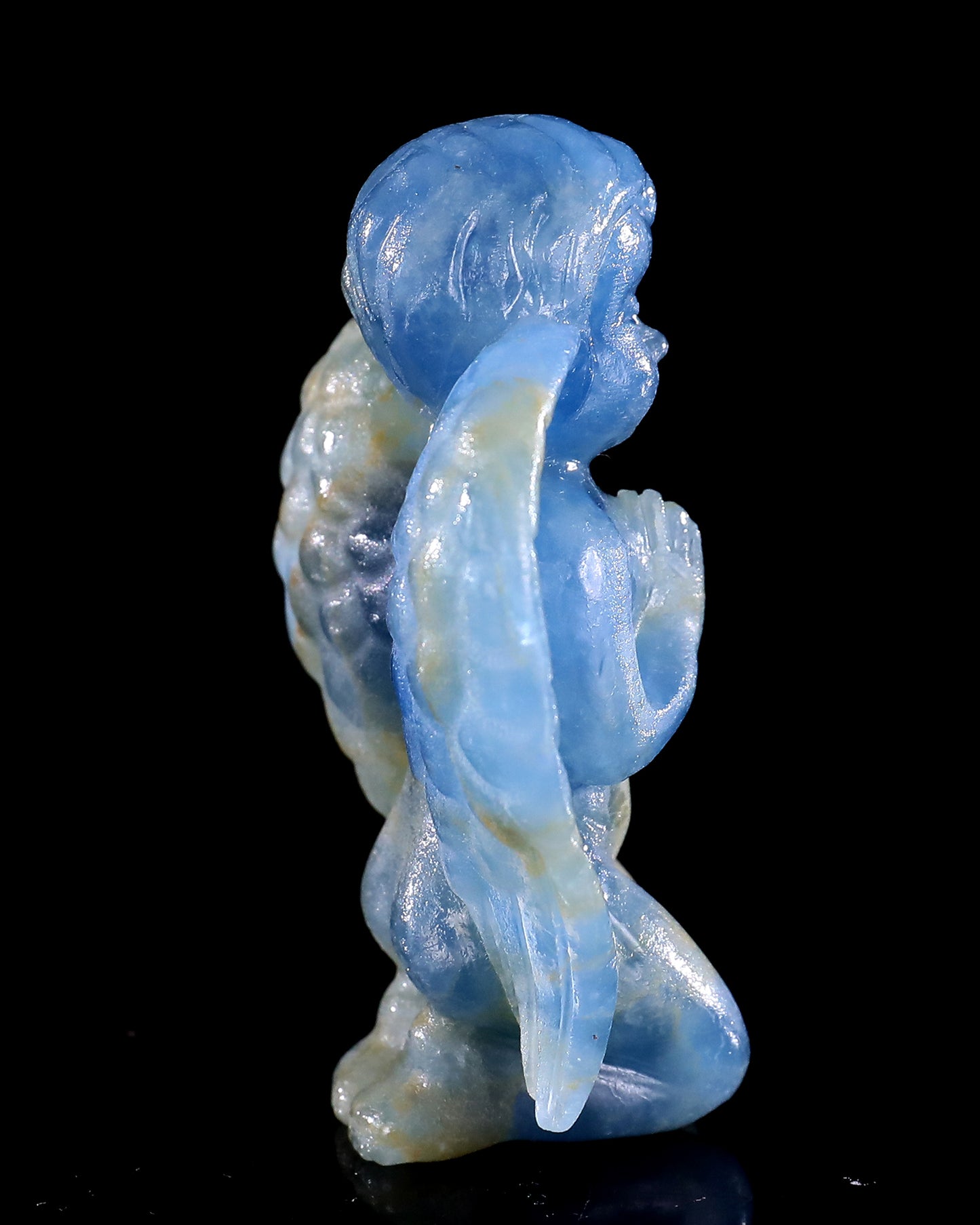 2.9" Blue Onyx Hand Carved Crystal Angel Sculpture