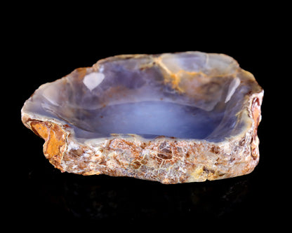 6.3" Blue Chalcedony Hand Carved Crystal Ashtray Fruit Tray