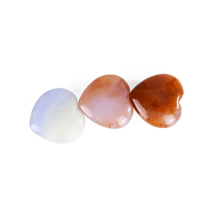 Natural Chalcedony Hand Carved Crystal Heart