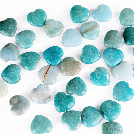 Natural Amazonite Hand Carved Crystal Heart
