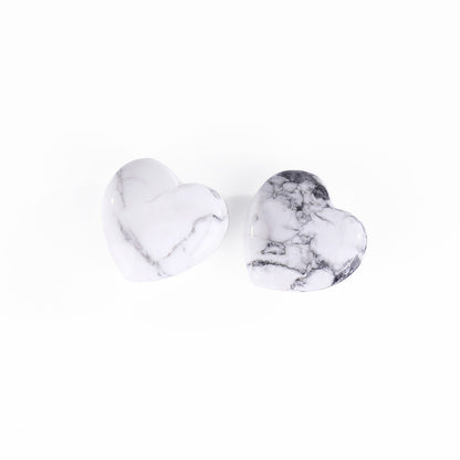 Natural Howlite Hand Carved Crystal Heart