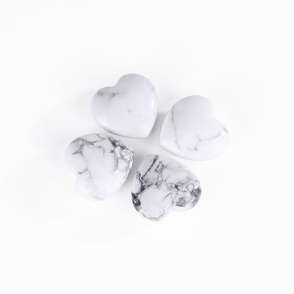 Natural Howlite Hand Carved Crystal Heart