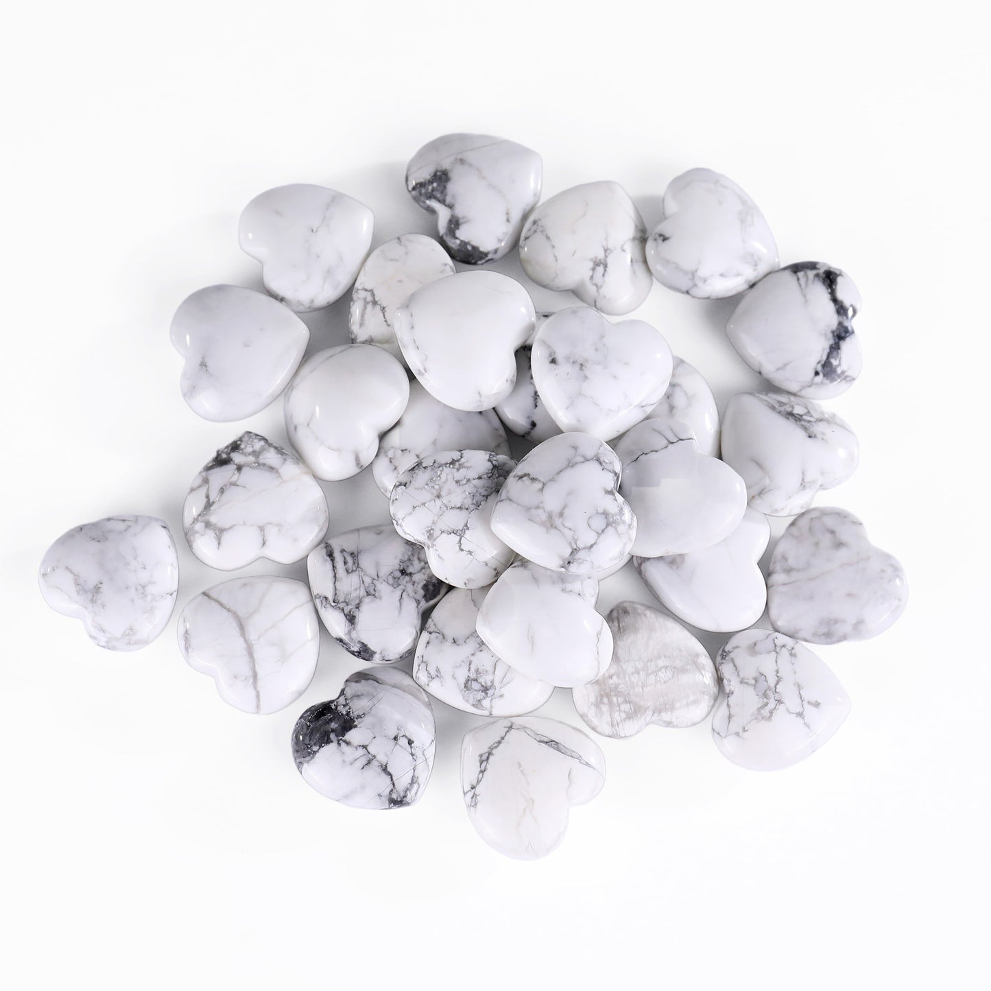 Natural Howlite Hand Carved Crystal Heart