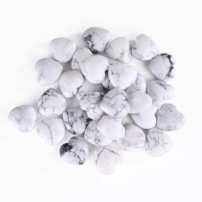 Natural Howlite Hand Carved Crystal Heart