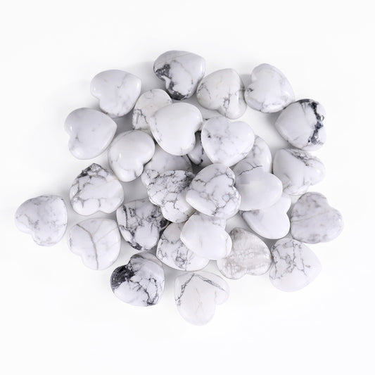 Natural Howlite Hand Carved Crystal Heart