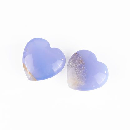 Natural Blue Chalcedony Hand Carved Crystal Heart