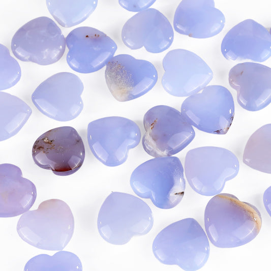 Natural Blue Chalcedony Hand Carved Crystal Heart