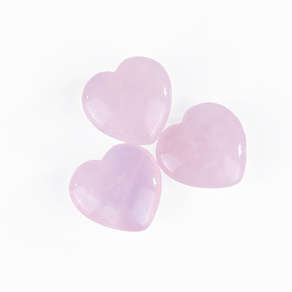 Natural Rose Quartz Hand Carved Crystal Heart