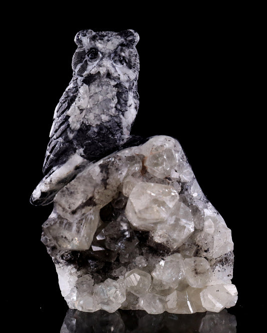 Natural Quartz Rock Druse Hand Carved Crystal Owl Sculpture Dedicated Link For Checkout