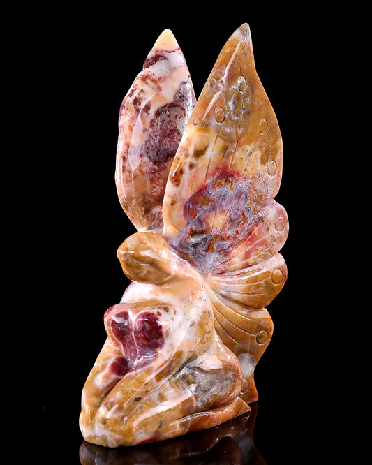 8" Chalcedony Hand Carved Crystal Flower Faerie Sculpture