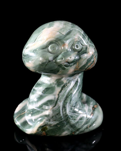 2.4" Jiulong Jade Hand Carved Crystal Baby Snake Sculpture 6
