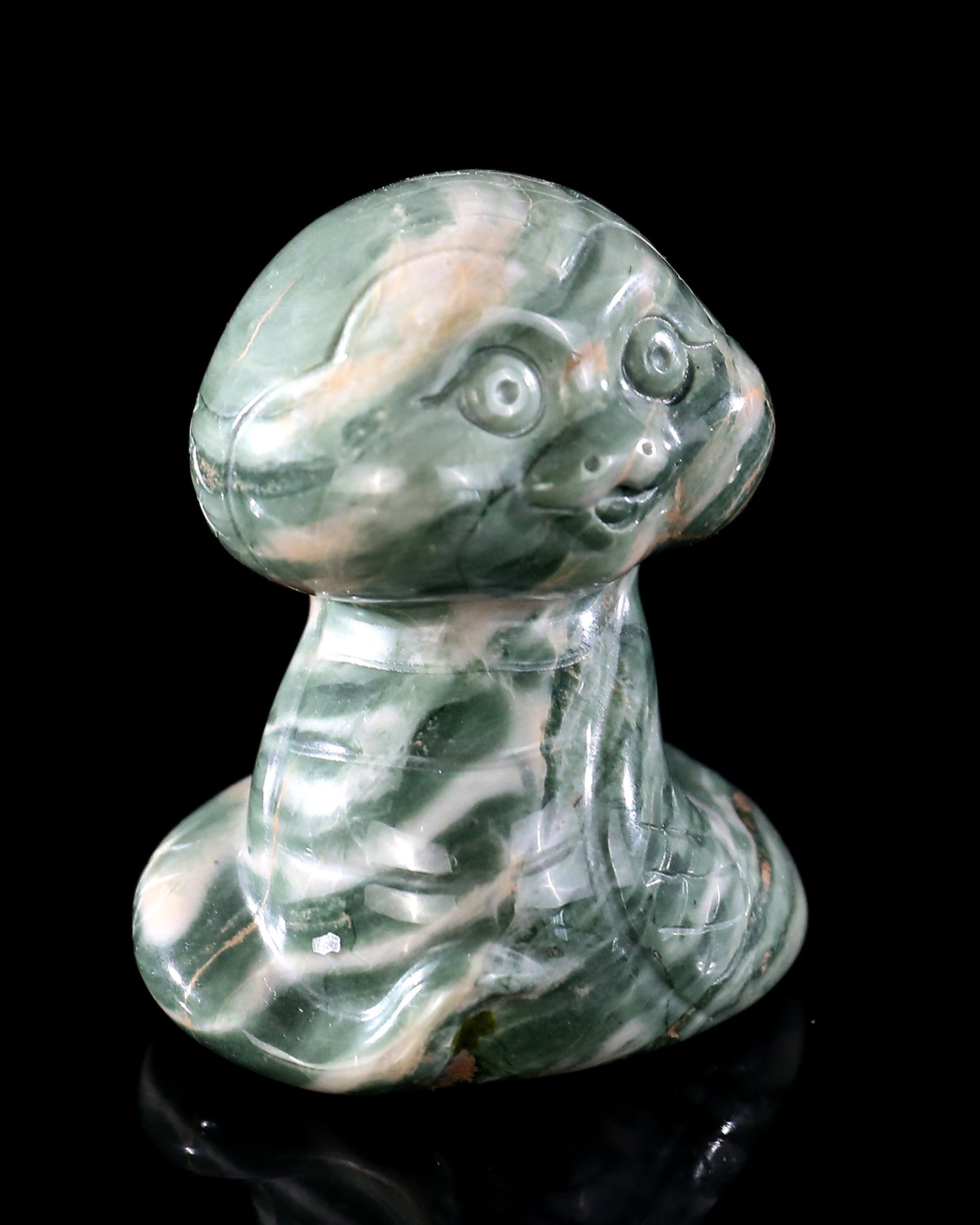 2.4" Jiulong Jade Hand Carved Crystal Baby Snake Sculpture 6