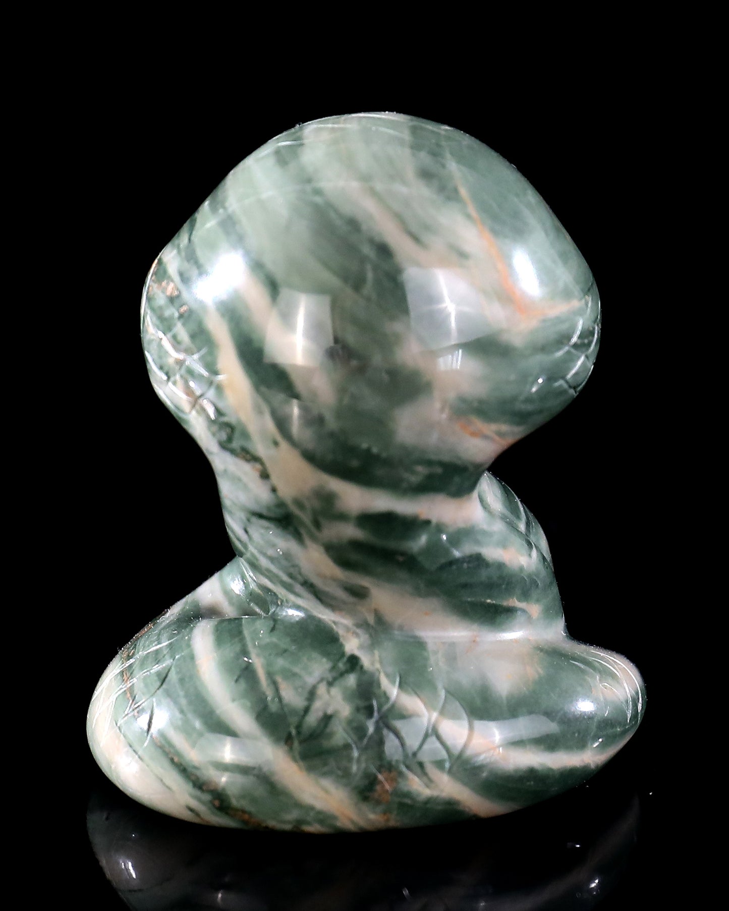 2.4" Jiulong Jade Hand Carved Crystal Baby Snake Sculpture 6