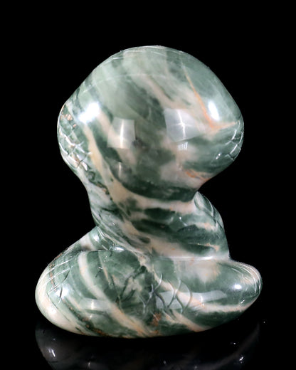 2.4" Jiulong Jade Hand Carved Crystal Baby Snake Sculpture 6