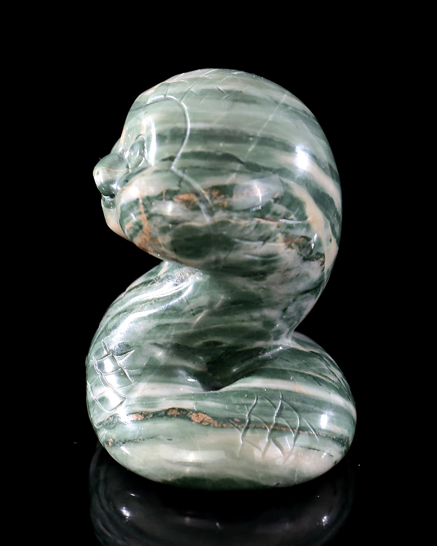 2.4" Jiulong Jade Hand Carved Crystal Baby Snake Sculpture 6