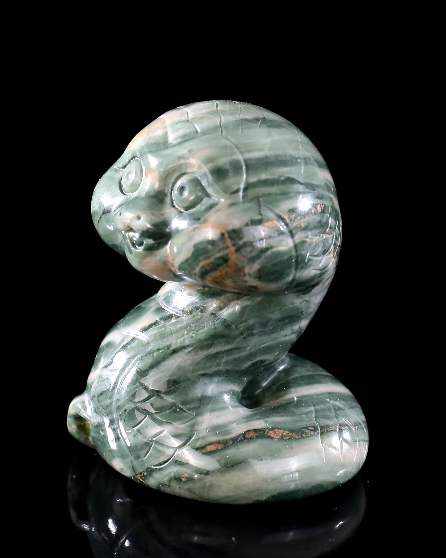 2.4" Jiulong Jade Hand Carved Crystal Baby Snake Sculpture 6
